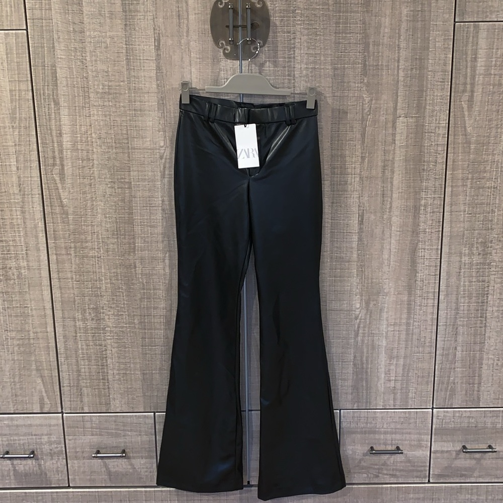Zara Faux Leather‎ Flared Leg
